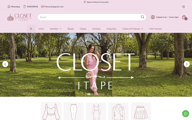 Print do site CLOSET.ITAPE. closetitape.com.br