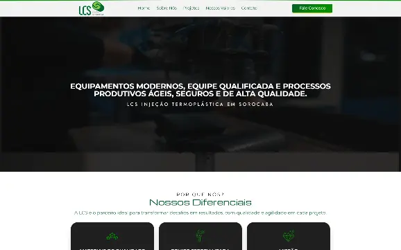 Print do site LCS Injeção Termoplástica. lcsindcom.com.br
